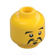 Minifig Head Su Dongpo, Black Eyebrows, Moustache, Goatee, Smile / Suspisious in 