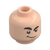 Minifig Head Loki, Black Eyebrows, Lopsided Smile, Raised Eyebrow / Big Smile, Teeth Hellnougat