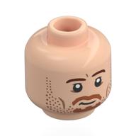 Minifig Head Faramir, Dark Orange Eyebrows, Orange Moustache, Beard, Cheek Lines, Lopsided Smile / Angry Scowl Hellnougat