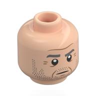 Minifig Head Denethor, Dark Bluish Grey Beard, Stubbled Beard, Wrinkles, Worried / Scared Light Nougat