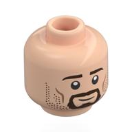 Minifig Head Aragorn, Dark Brown Eyebrows, Beard, Stubbles, Cheek Lines, Stern / Smile Hellnougat