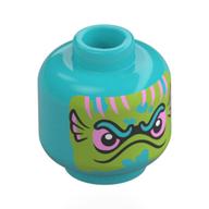 Minifig Head Leviathan, Lime Face, Metal Pink Fish Gills, Eyes Medium Azure