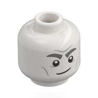 Minifig Head The Bloody Baron, Thick Dark Bluish Grey Eyebrows, Cheek Lines, Lopsided Smile / Lopsided Frown White