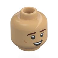 Minifig Head Oscar Piastri, Reddish Brown Eyebrows, Open Mouth Warm Tan