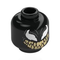 Minifig Head Venom, White Spider Eyes, Tan Sharp Teeth Schwarz