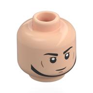 Minifig Head Imperial Remnants Shuttle Pilot, Black Eyebrows, Strap, Cheek Lines, Neutral / Angry Hellnougat