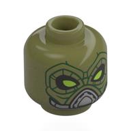 Minifig Head Embo, Lime Eyes, Silver Breathing Mask Print Olive Green