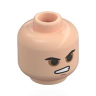 Minifig Head Alex Krycek, Black Eyebrows, Neutral / Black Eyes, Angry Light Nougat