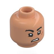 Minifig Head Luffy, Thick Eyebrows, Nougat Scar, Eating / Confused Print Nougat