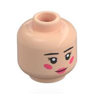 Minifig Head Miss Goldenweek, Black Eyebrows, Coral Lips, Cheeks, Smile / Angry Snarl Hellnougat