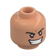 Minifig Head Monkey D. Luffy, Black Eyebrows, Lopsided Smile, Sweat Drops / Angry Wide Smile Nougat