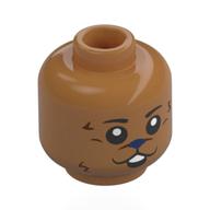 Minifig Head Tony Tony Chopper, Dark Purple Nose, Dear Face, Reddish Brown Fur, Smile / Crying Medium Nougat