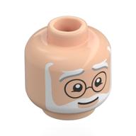 Minifig Head Merlin, White/Dark Bluish Grey Eyebrows, White Full Beard, Black Round Glasses Hellnougat