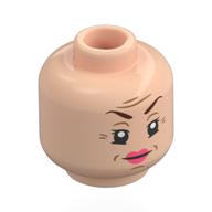 Minifig Head Dolores Umbridge, Reddish Brown Eyebrows, Coral Lips, Wrinkles Hellnougat