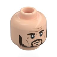Minifig Head Sirius Black, Dark Brown Eyebrows, Beard, Wrinkles, Neutral / Happy Print Light Nougat