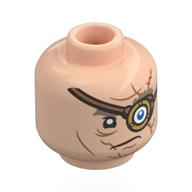 Minifig Head Alastor Mad-Eye Moody, Dark Tan Eyebrows, Wrinkles/Scars, Gold Eyepatch, Blue Eye, Crooked Smile Hellnougat