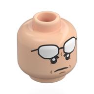 Minifig Head Batman, White High Glasses (Cowl Eyes), Closed Mouth / Open Mouth Hellnougat