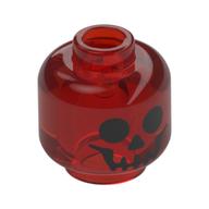 Minifig Head Skeleton, Black Skull Face Print Trans-Red