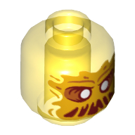 Minifig Head Ghost Waylon, with Bright Light Orange Face, White Eyes, Open Slime Mouth Print Transparent-Gelb