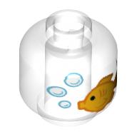Minifig Head (No Face), Gold Fish / Fish Bowl Print