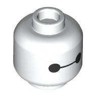 Minifig Head Baymax, Black Circles with Line print White