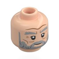 Minifig Head Aberforth Dumbledore, Dark Bluish Grey Eyebrows, Full Beard, Wrinkles, Smirk / Stern Hellnougat