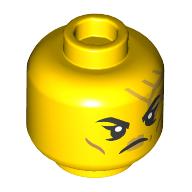 Minifig Head Empress Beatrix, Gold Circuitry, Angry Open Mouth Teeth/Close Mouth print Gelb