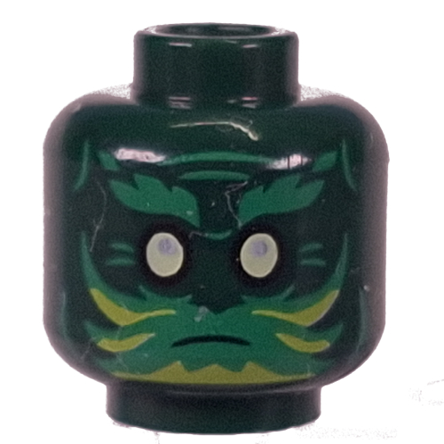 Minifig Head Spirit Green/Lime Eyebrows, Markings / Black Face print Dunkelgrün