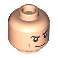 Minifig Head Batman / Bruce Wayne, White Goggles on Forehead and Stern Look / Slight Smile Print Hellnougat