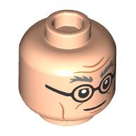 Minifig Head Alfred Pennyworth, Dark Bluish Grey Eyebrows, Glasses, Wrinkles, Thin Smile / Displeased print Hellnougat