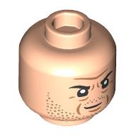 Minifig Head Robert Muldoon, Mean Squinting, Stubbled Beard print Light Nougat