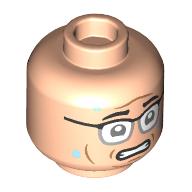 Minifig Head Dennis Nedry, Scared with Sweat Drops Print Hellnougat