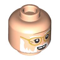 Minifig Head John Hammond, White Eyebrows, Beard, Gold Glasses, Open Mouth, Gap In Teeth print Hellnougat