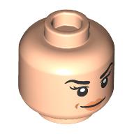 Minifig Head Kate Bishop, Black eyebrows, Peach Lips, Angry, Bandage, Smirk print Light Nougat