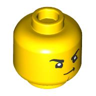 Minifig Head Cooper, Determined Crooked Smile / Close Eyes Sleeping print Gelb