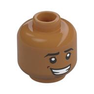 Minifig Head Naveen, Open Mouth Smile, Laugh / Nervous Grin print Medium Nougat