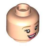 Minifig Head Rapunzel, Nougat Eyebrows, Coral Lips, Open Mouth Smile / Crooked Smile print Light Nougat