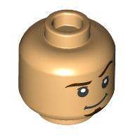 Minifig Head Flynn Rider, Reddish Brown Eyebrows, Goutee, Raised Eyebrow, Smirk / Innocent Smile print Warm Tan