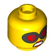 Minifig Head Miss Demeanor, Red Goggles, Angry Print Yellow