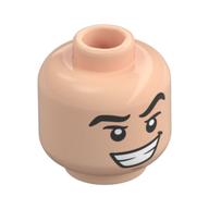 Minifig Head Gaston, Black Raised Eyebrow, Crooked Smile Teeth / Angry Scowl print Hellnougat