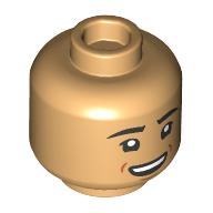 Minifig Head Henry Wu, Open Mouth Smile / Raised Eyebrow Questioned Look print Warm Tan