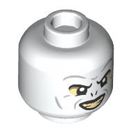 Minifig Head Voldemort, Tan Eyes, Flat Nose, Tan Teeth, Angry Grin print White
