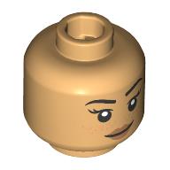 Minifig Head Romilda Vane, Peach Lips, Thin Smile, Pouted Lips print Warm Tan