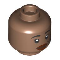 Minifig Head Asisat Oshoala, Black Eyebrows, Beauty Mark, Dark Red Lips, Closed Mouth Smile / Open Mouth Smile print Medium Brown