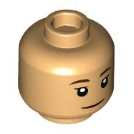 Minifig Head Yuki Nagasato, Dark Brown Eyebrows, Open Mouth / Closed Mouth Warm Tan