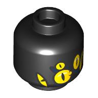 Minifig Head Susan, Multiple Yellow Eyes, Dark Blue Markings Black