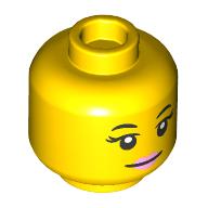 Minifig Head Nova, Bright Pink Lips, Smile / Closed Eyes, Open Mouth Sleeping Yellow
