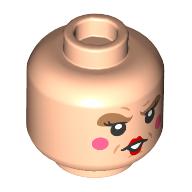 Minifig Head Winifred Sanderson, Dark Orange Eyeshadow, Pink Cheeks, Red Pursed Lips, Smile / Angry print Hellnougat