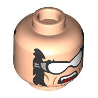 Minifig Head Wolverine, Sideburns, Stubbled Beard, Angry / Scowling, White Goggles print Hellnougat