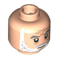 Minifig Head General Dodonna, Dark Bluish Gray Eyebrows, White Beard, Closed Mouth / Open Mouth with Teeth Print Hellnougat